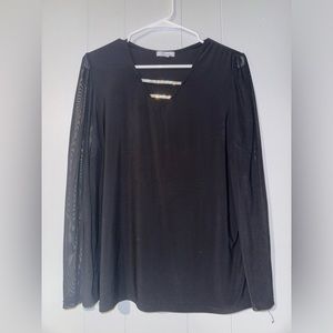 Black Long Sleeve Blouse with Jewels